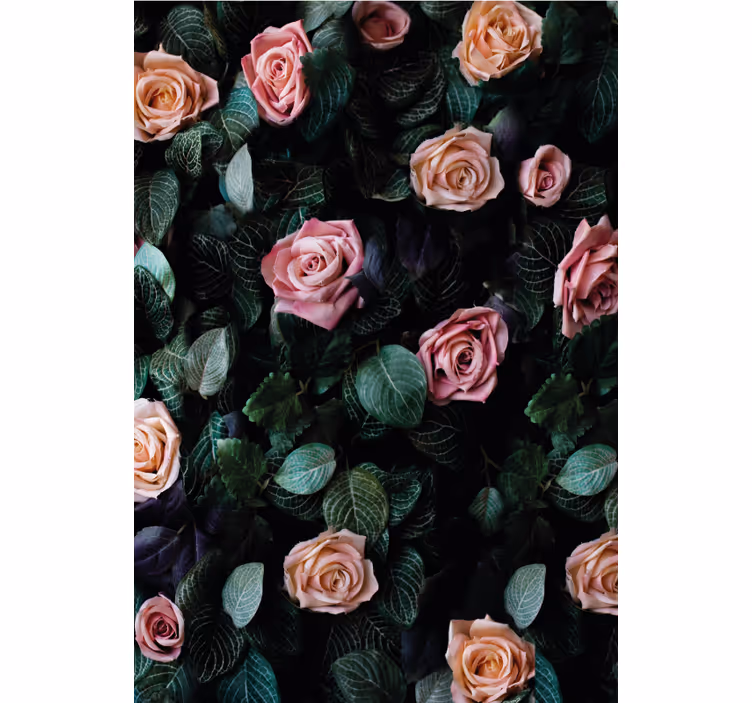 Floral ornament wallpaper red rose flowers - TenStickers