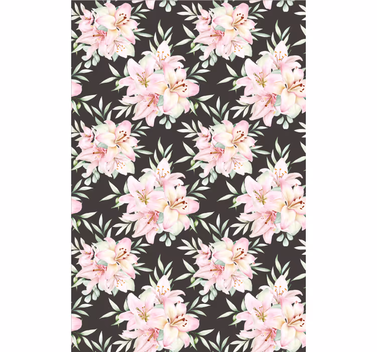 Floral ornament wallpaper watercolor lilies design - TenStickers
