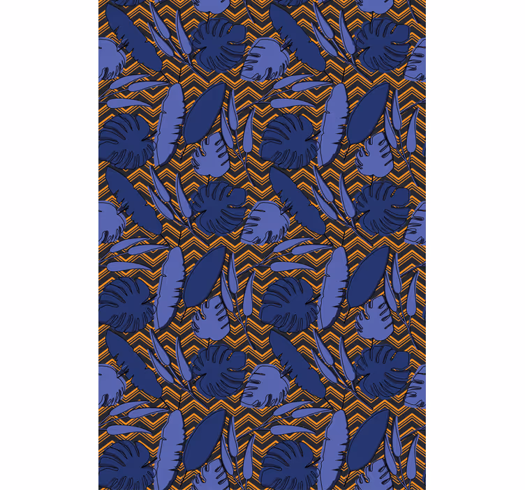 Master bedroom wallpaper abstract blue orange zigzag - TenStickers
