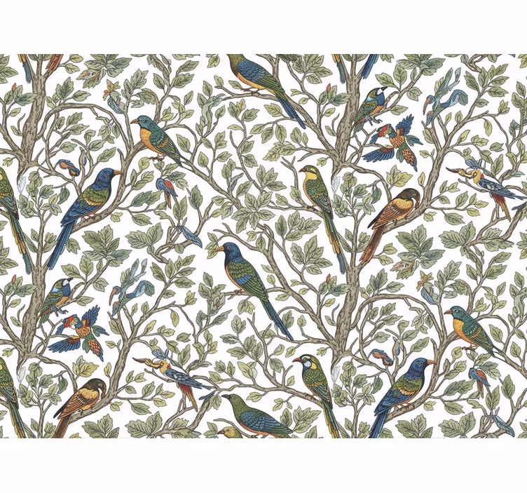 Tree wallpaper birds in the forest - TenStickers
