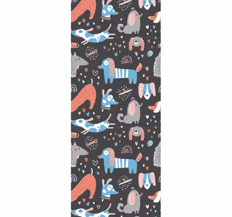 Cute dogs illustration bedroom wallpaper - TenStickers