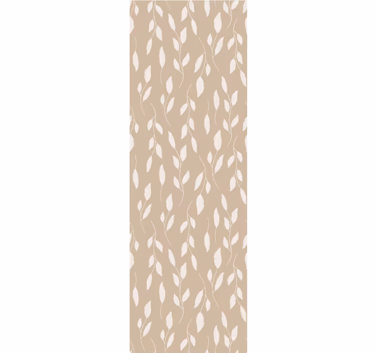Bedroom wallpaper white paint leaves on brown - TenStickers