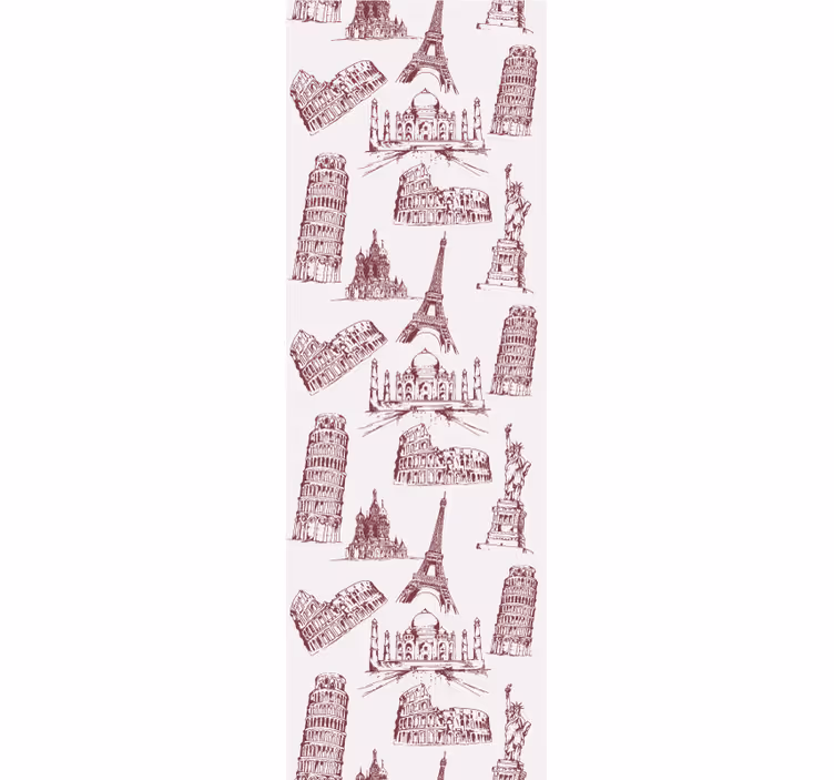 Bedroom wallpaper featuring iconic landmark designs - TenStickers