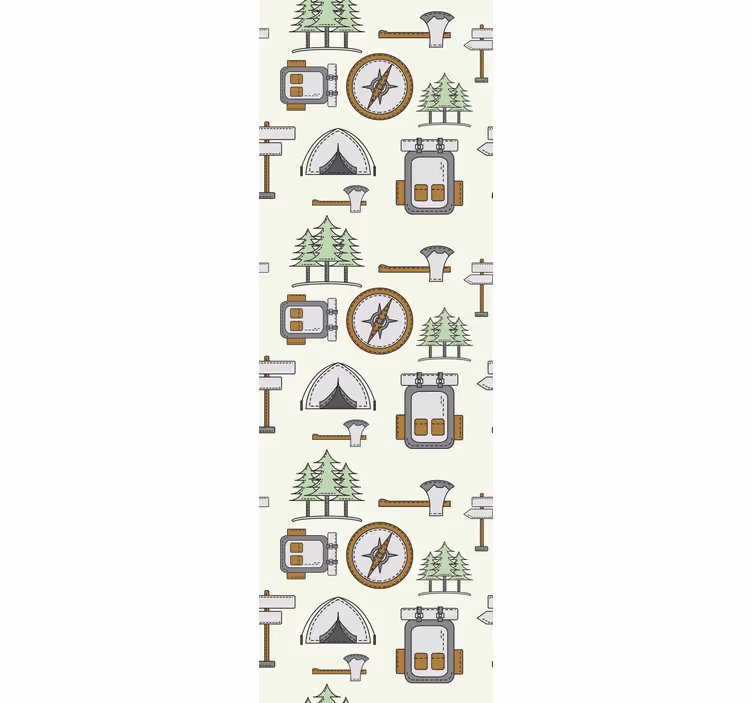 Bedroom wallpaper camping gear bowl hatchet compass - TenStickers