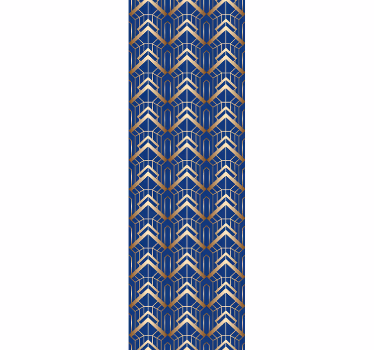 Bedroom wallpaper in modern art blue and gold pattern - TenStickers