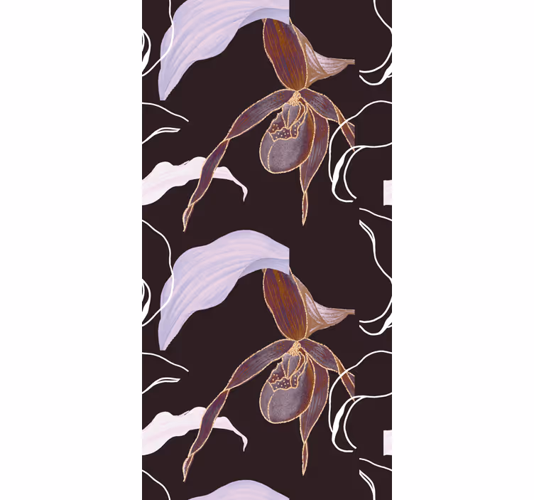 Bedroom wallpaper featuring african style purple orchids - TenStickers