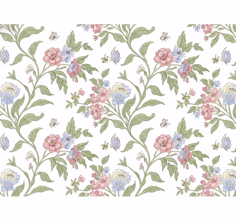Flower wallpaper light country house design - TenStickers