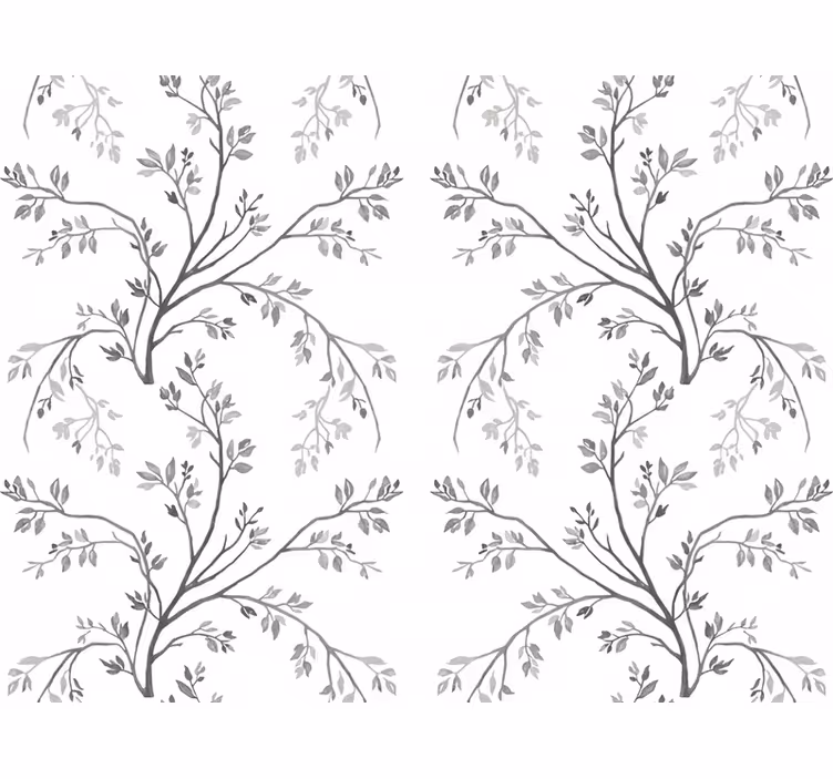 Flower wallpaper in soft grey branches - TenStickers