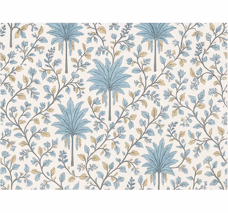 Tree wallpaper in muted teal botanical palms - TenStickers