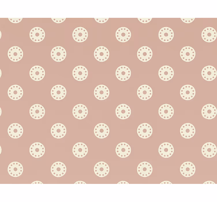 Polka dots wallpaper dusky pink dotted medallions - TenStickers