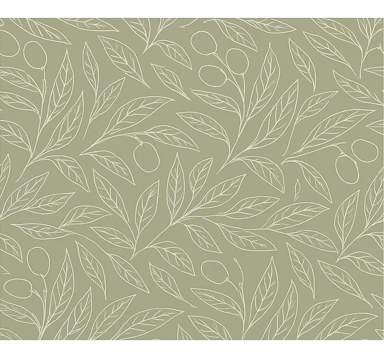 Leaf wallpaper muddy green olive branches - TenStickers