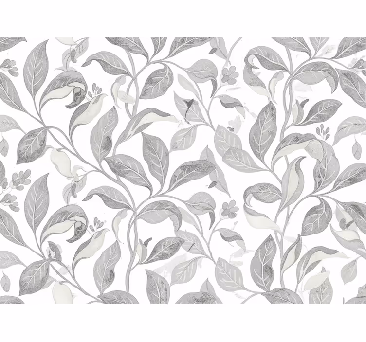 Leaf wallpaper rustic grey foliage - TenStickers