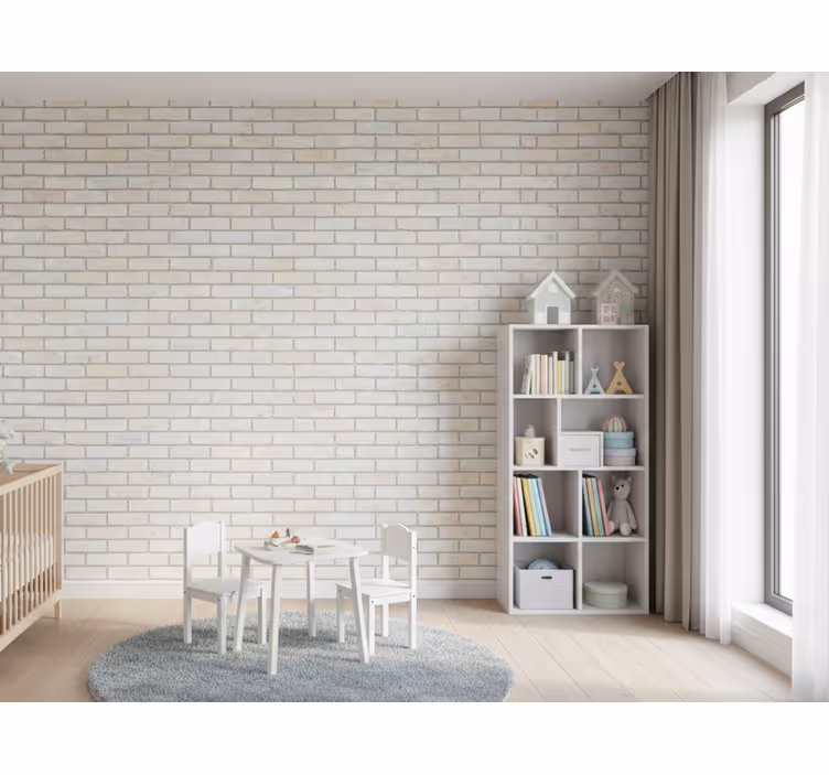 Stone wallpaper light-colored brick pattern - TenStickers