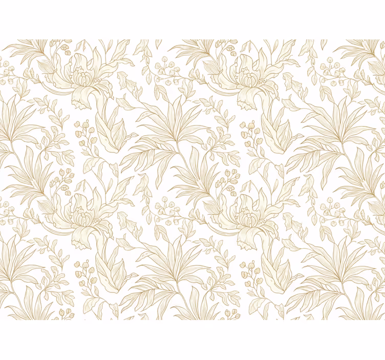 Leaf wallpaper floral beige jungle design - TenStickers