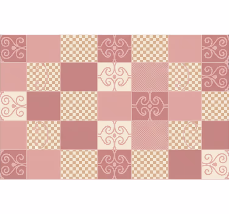 Shapes wallpaper vintage pink checkered design - TenStickers