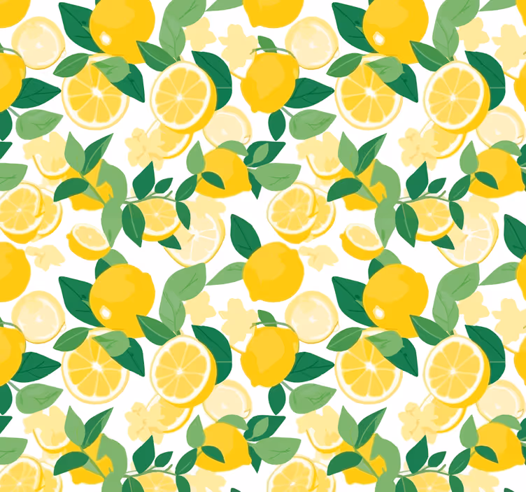 Yellow wallpaper with lemon slice design - TenStickers