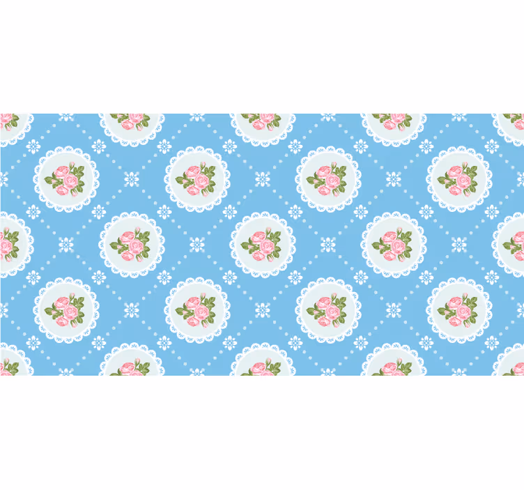 Blue wallpaper with floral lace design - TenStickers