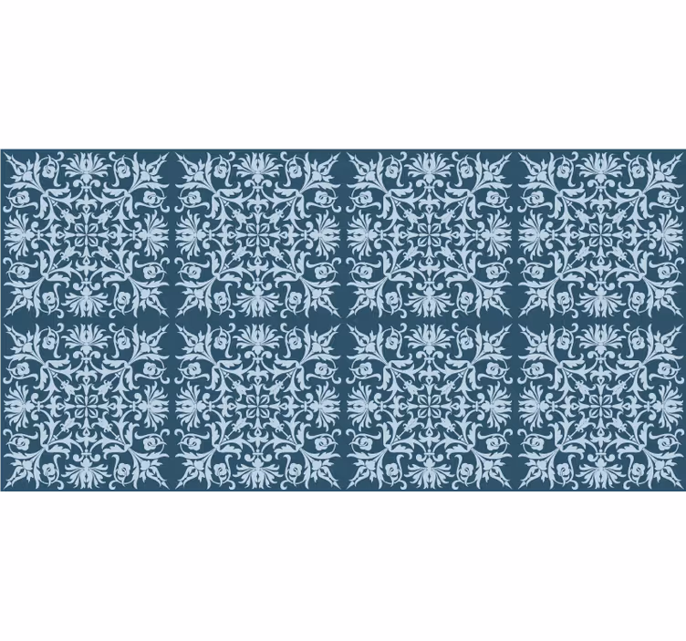 Blue wallpaper in french provincial floral design - TenStickers