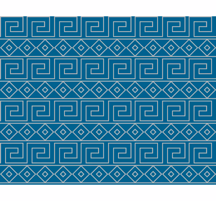 Blue wallpaper with greek key design - TenStickers