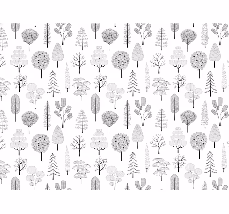 White wallpaper with tree pattern design - TenStickers