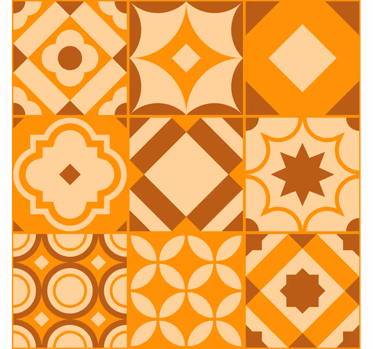 Orange wallpaper rustic tiles design - TenStickers