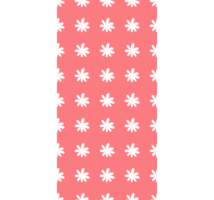 Red wallpaper with pink daisy pattern decor - TenStickers