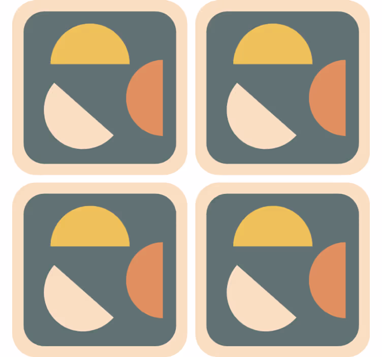 Terracotta wallpaper with semi-circles and rectangles - TenStickers