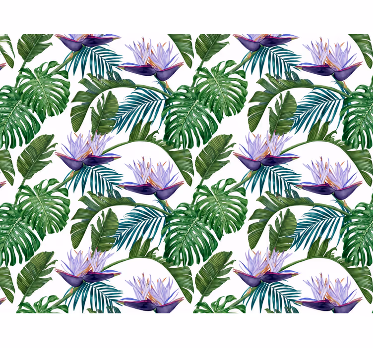 Leaf wallpaper purple lily flower design - TenStickers