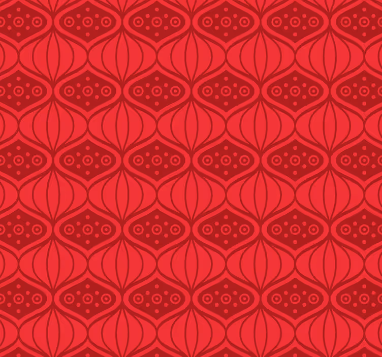 Wallpaper red oriental pattern - TenStickers