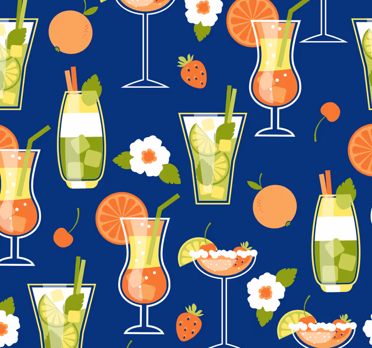 Cocktail Motifs art wallpaper - TenStickers