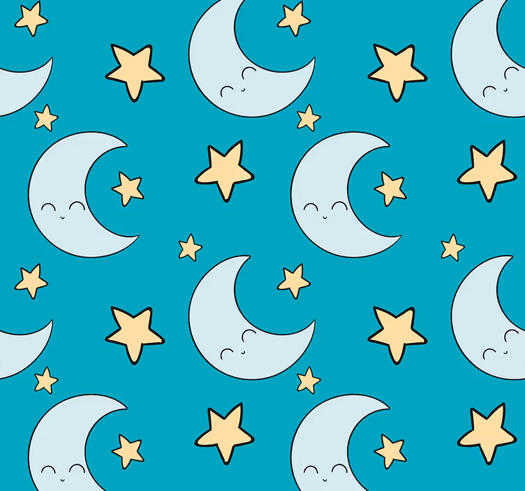 Stars and moon Childrens Wallpaper - TenStickers