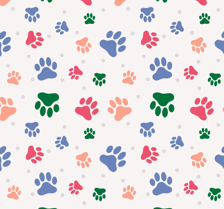 Paw Pattern Decor dogs wallpaper - TenStickers
