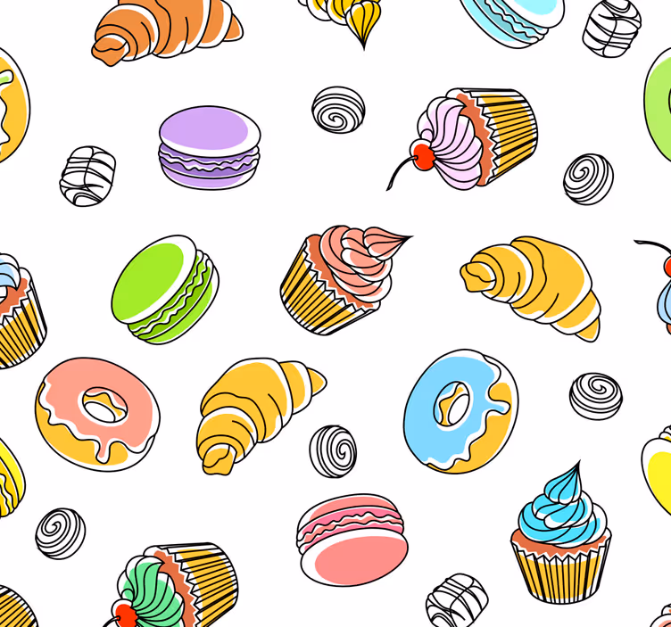 Delicious pastries modern kitchen wallpaper - TenStickers