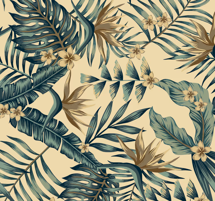 Tropical leaves Flower Wallpaper - TenStickers