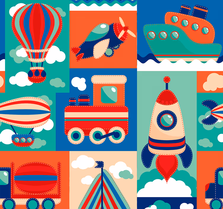 Vehicle Models Childrens Wallpaper - TenStickers