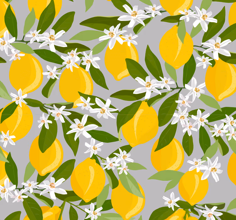 Citrus Floral Pattern nature wallpaper - TenStickers