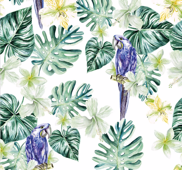 Tropical Parrot Flora parrots wallpaper - TenStickers