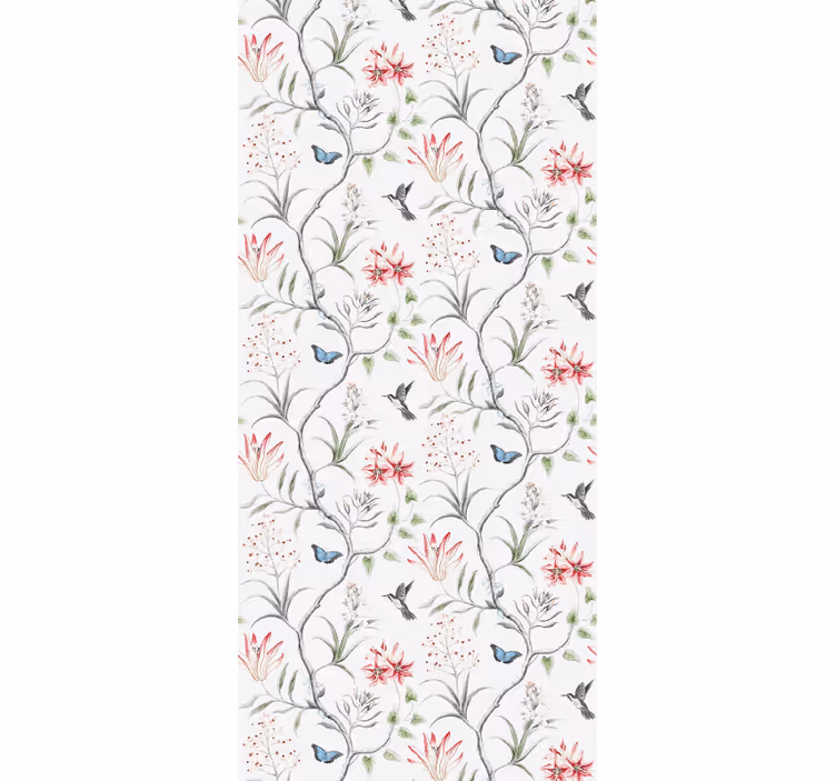 Floral Bird Pattern floral ornament wallpaper - TenStickers