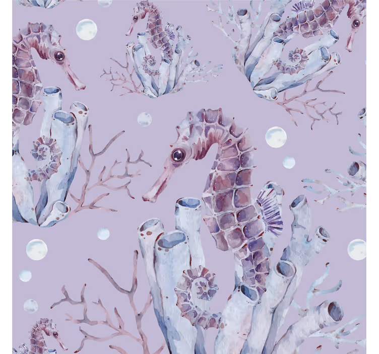 Watercolor Seahorse Animal Wallpaper - TenStickers