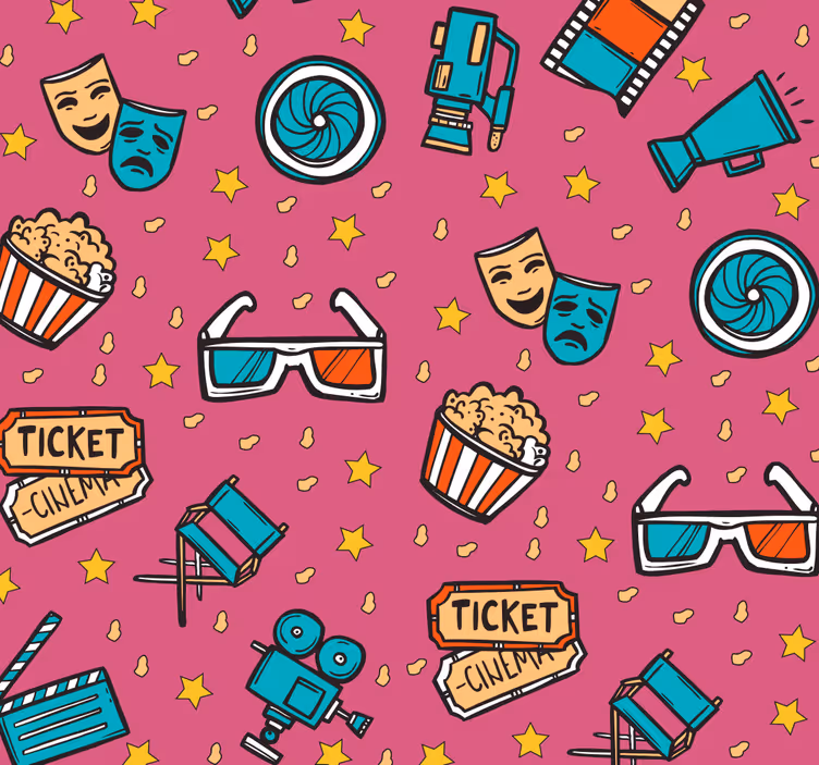 Movie Night - Girl Childrens Wallpaper - TenStickers