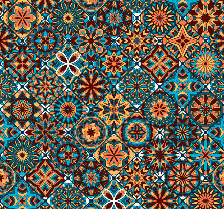 Colourful mosaic Ornamental Wallpaper - TenStickers