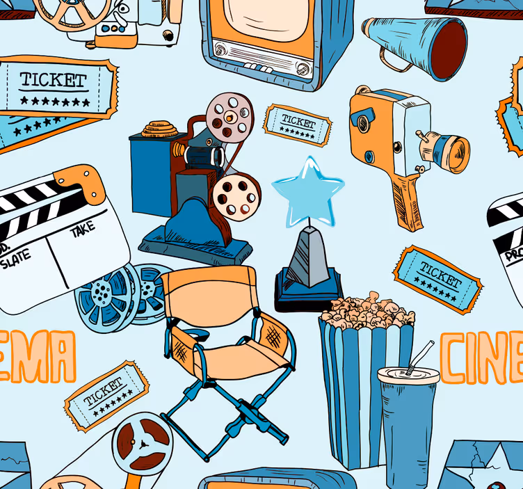 Movie night living room Wallpaper - TenStickers
