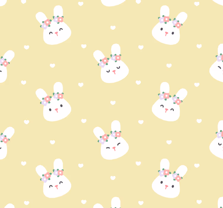 cute rabbits on yellow Animal Wallpaper - TenStickers