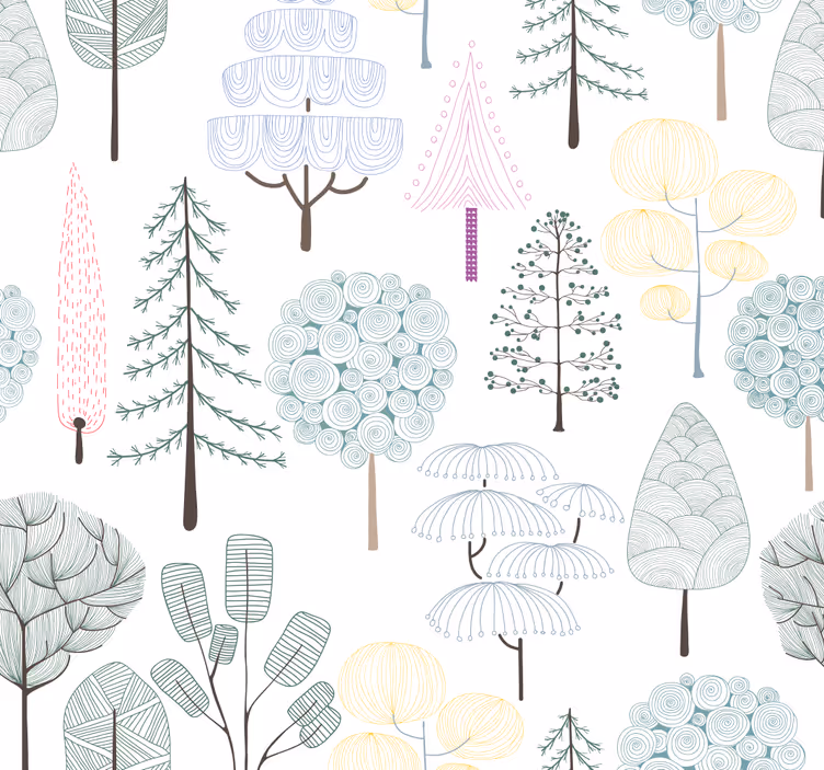Cute little trees plants wallpaper - TenStickers