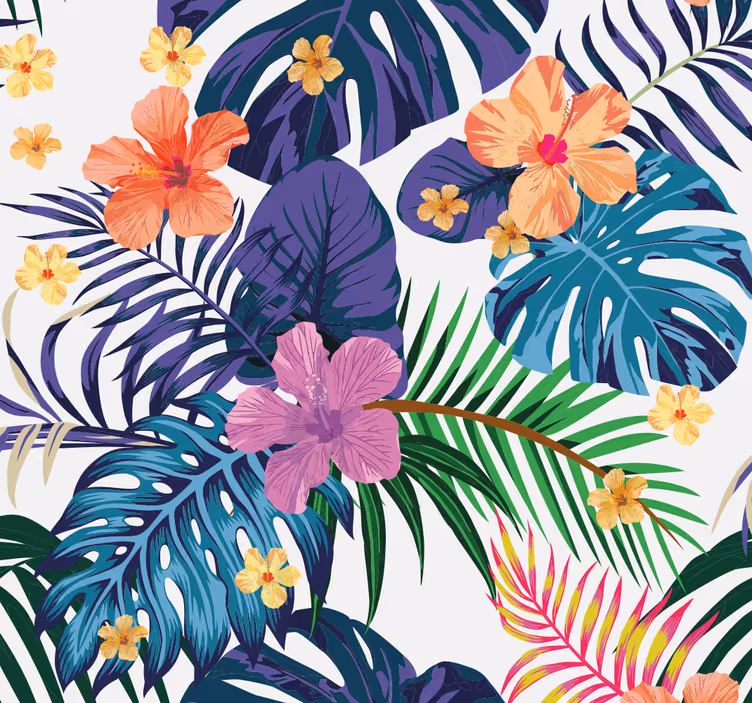 Hawaiian colorful flowers wallpaper - TenStickers