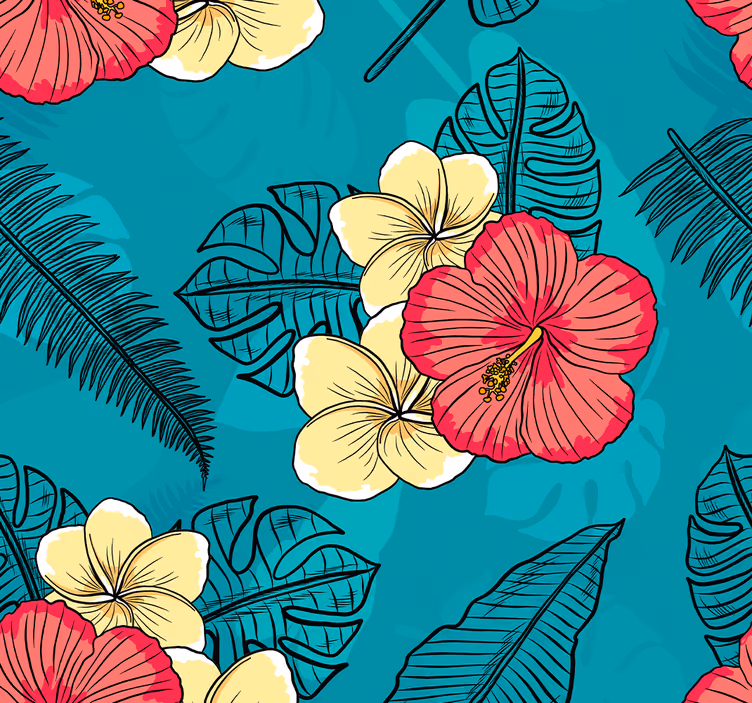 Hawaiian flowers Wallpaper - TenStickers