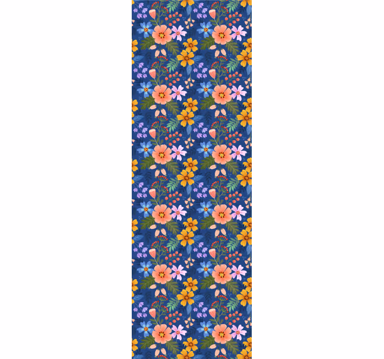 Colorful hand drawn flower pattern wallpaper - TenStickers