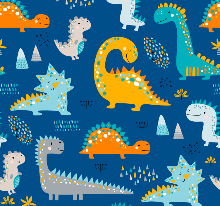 Dinosaurs Pattern dinosaurs wallpaper - TenStickers