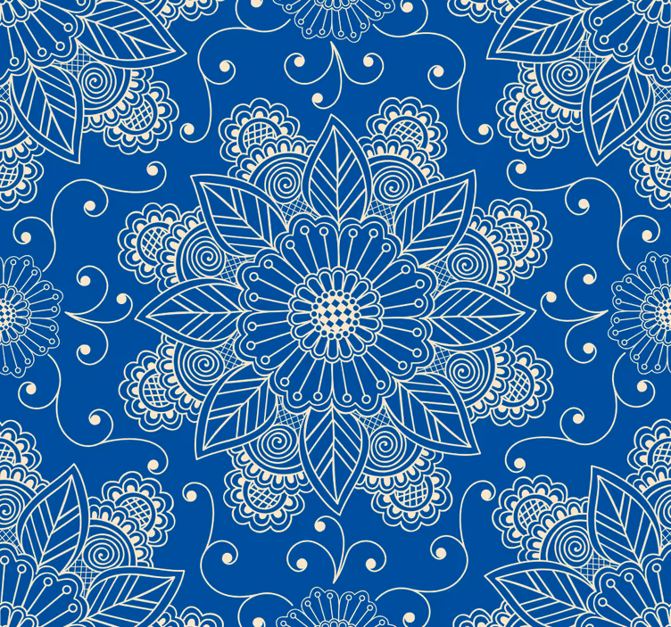 Ornate Blossoms floral ornament wallpaper - TenStickers