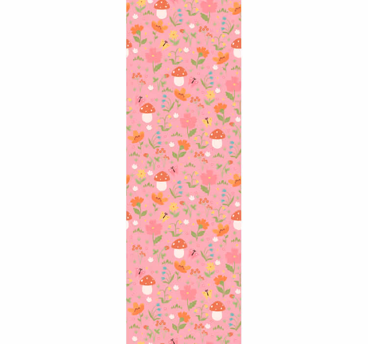Floral Mushroom Pattern kids wallpaper - TenStickers
